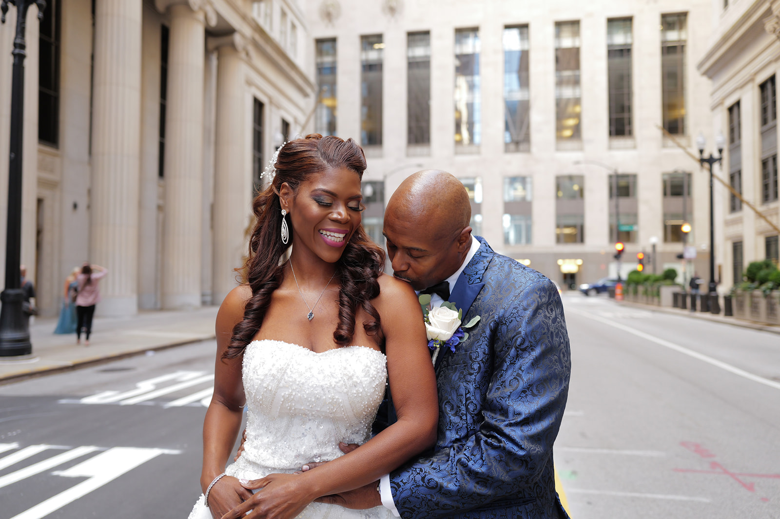 Bride and groom celebrating their wedding in downtown Chicago, planned by Madison Elyse Events